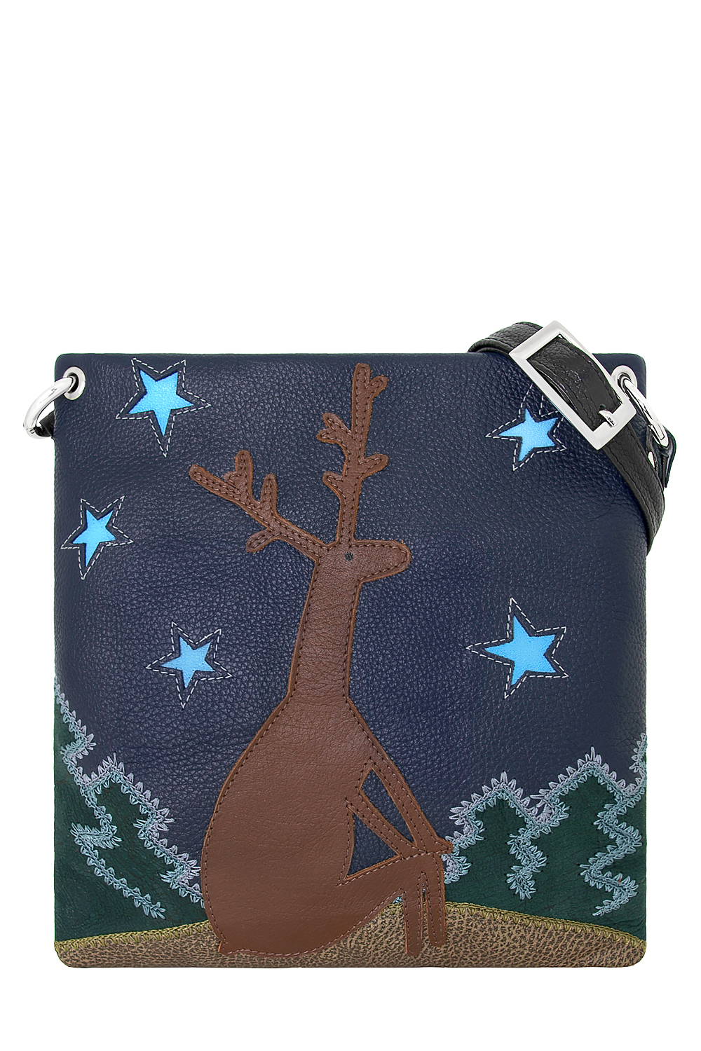 ДС-144-120 сумка с аппликацией PROTEGE ( Черный Флотер Олень в лесу)