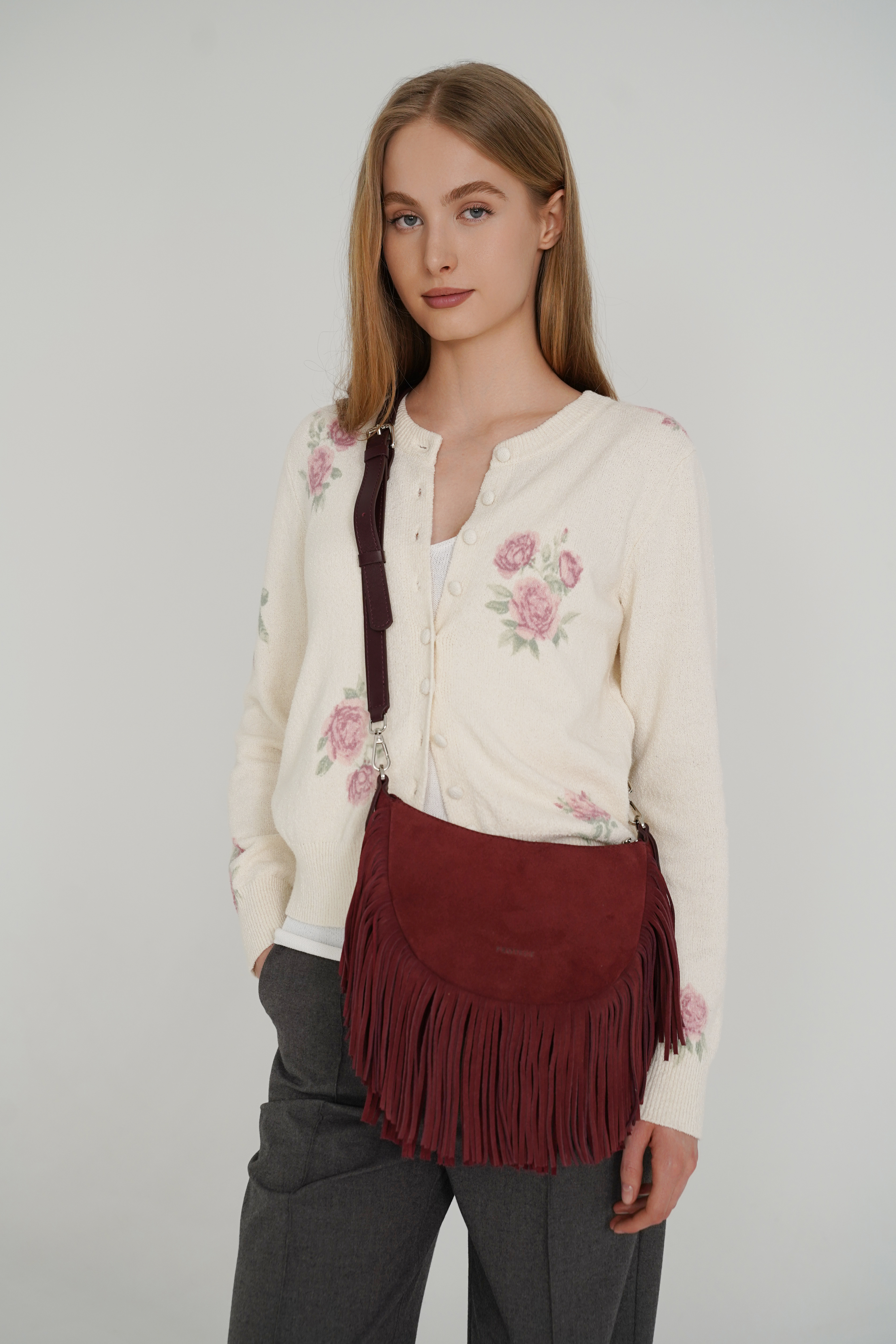 Ц-692.71 сумка женская PROTEGE ( Бордовый Замша Гладкая)