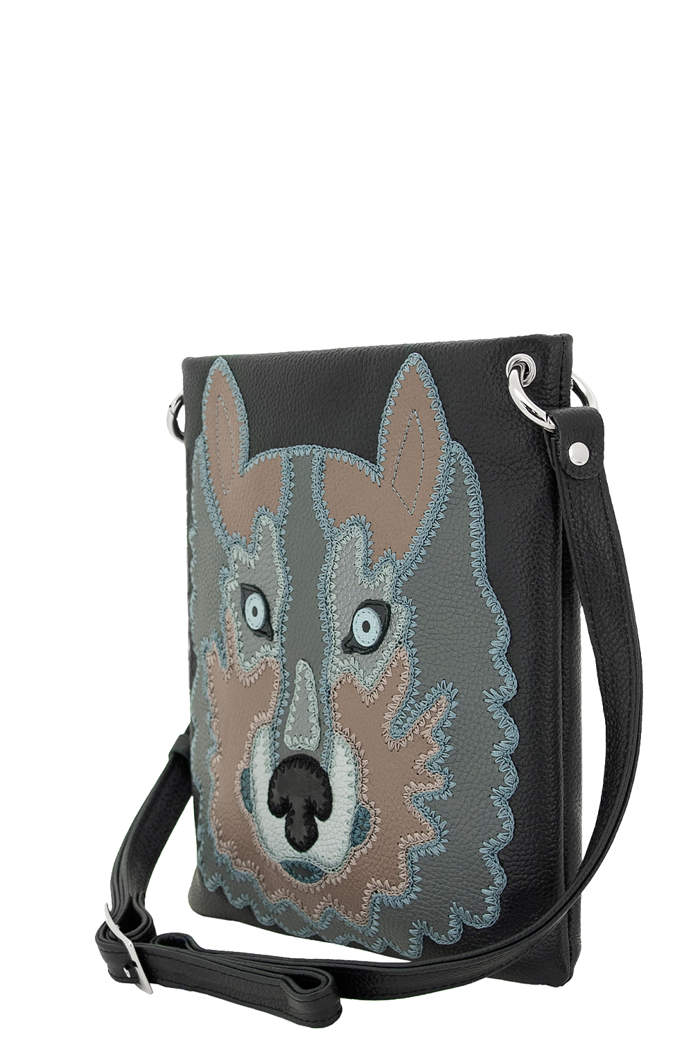 ДС-144-142 сумка с аппликацией PROTEGE ( Черный Флотер Волк)