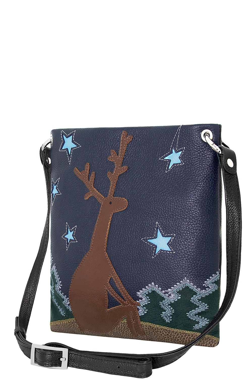 ДС-144-120 сумка с аппликацией PROTEGE ( Черный Флотер Олень в лесу)