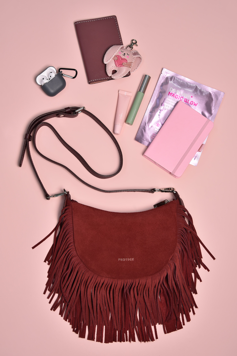 Ц-692.71 сумка женская PROTEGE ( Бордовый Замша Гладкая)