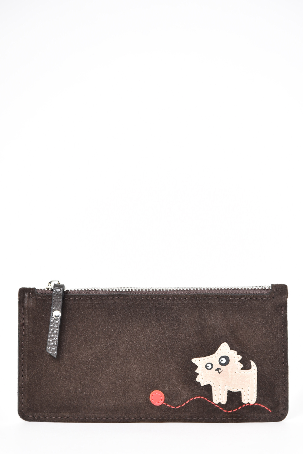 МК-499-358 кошелек нат.кожа PROTEGE (Тёмно-коричневый Замша флотер Кот №5 Team)