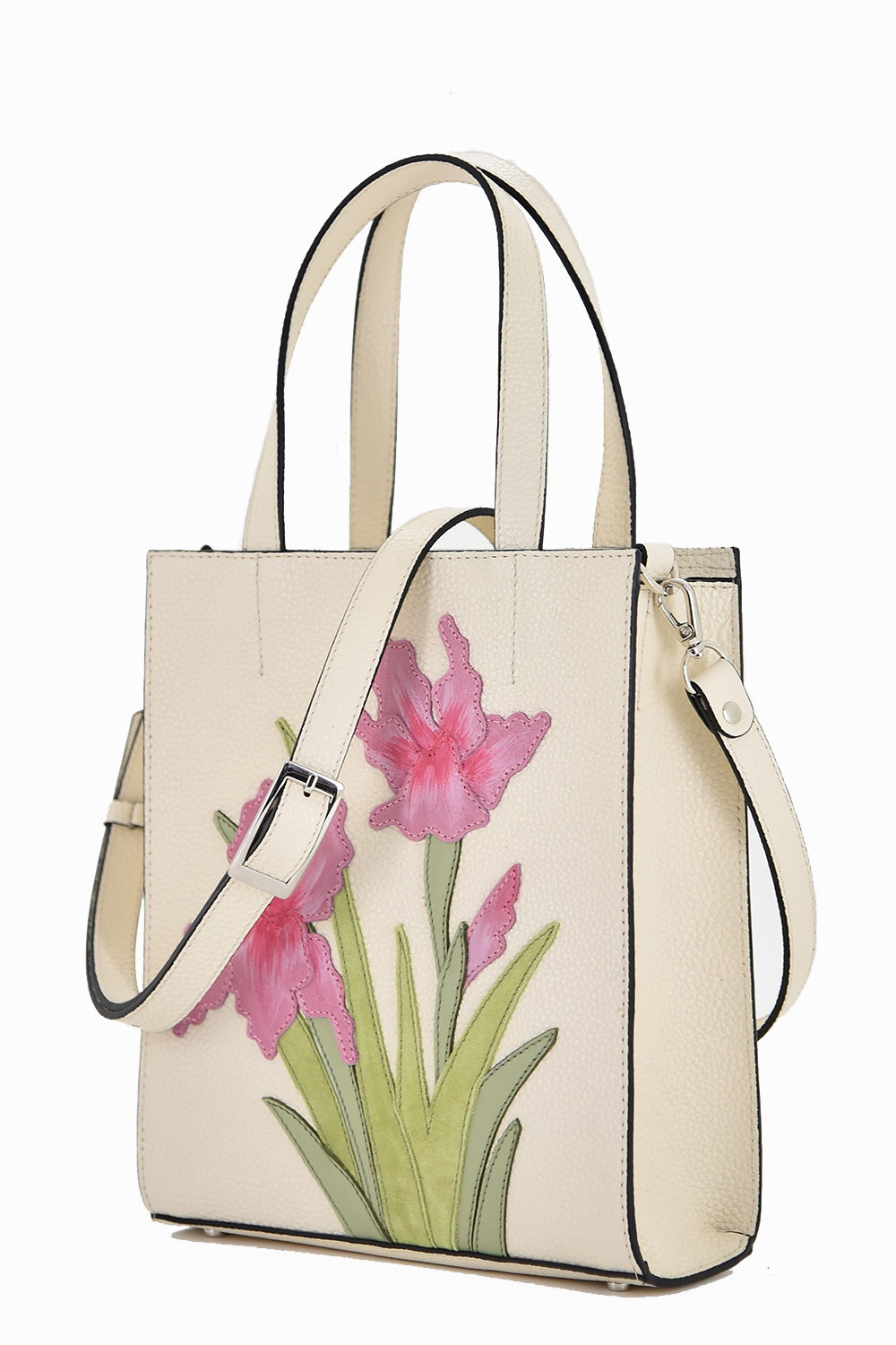 ДС-554-321 сумка с аппликацией PROTEGE ( Бежевый Флотер Ирисы N2)