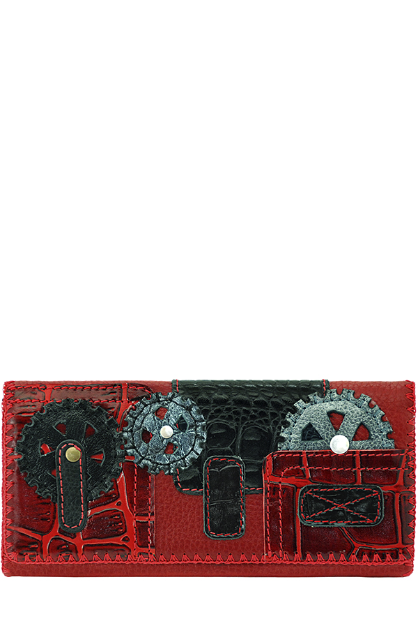 ДС-1-154 кошелек с аппликацией PROTEGE ( Красный Флотер Техно)