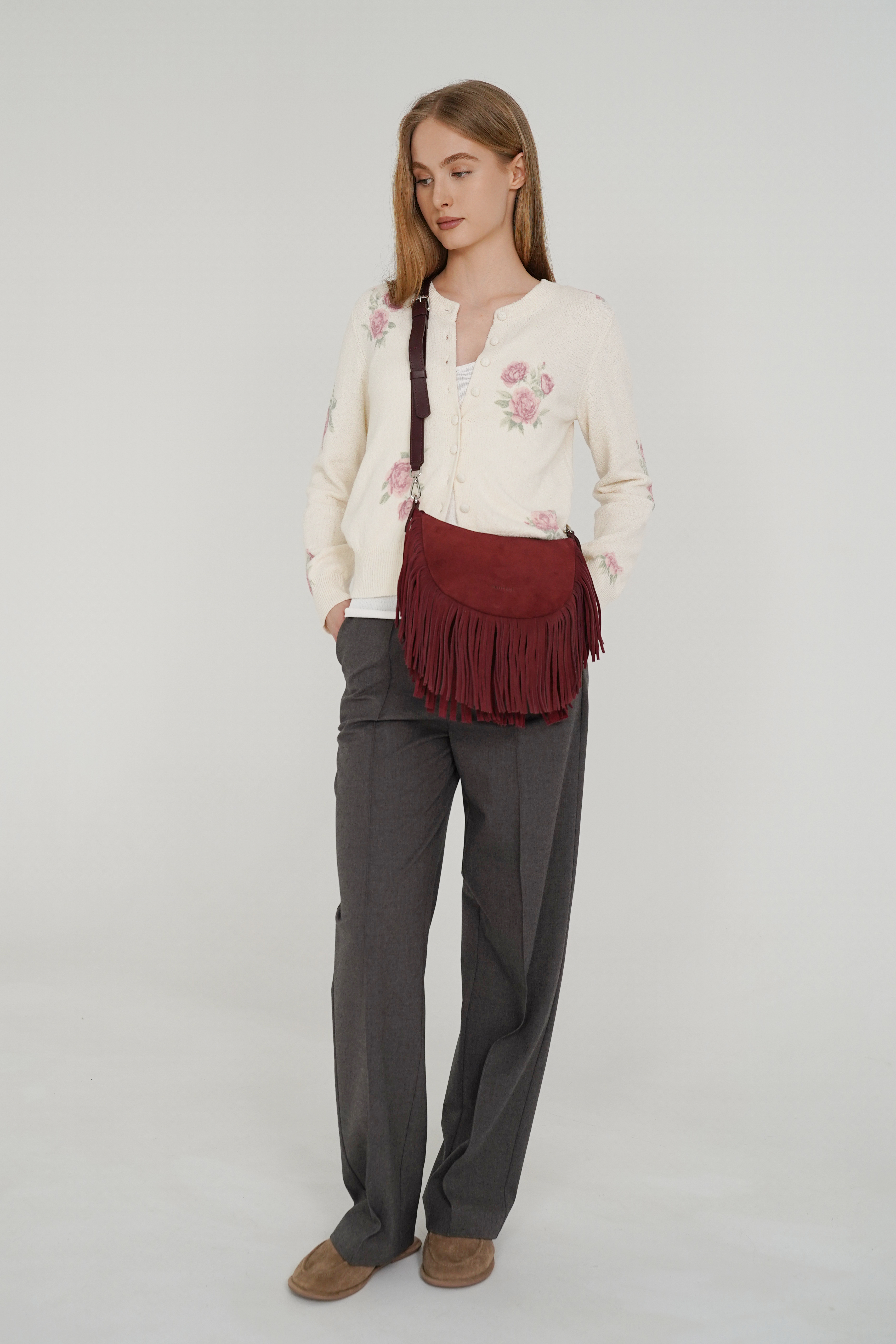 Ц-692.71 сумка женская PROTEGE ( Бордовый Замша Гладкая)