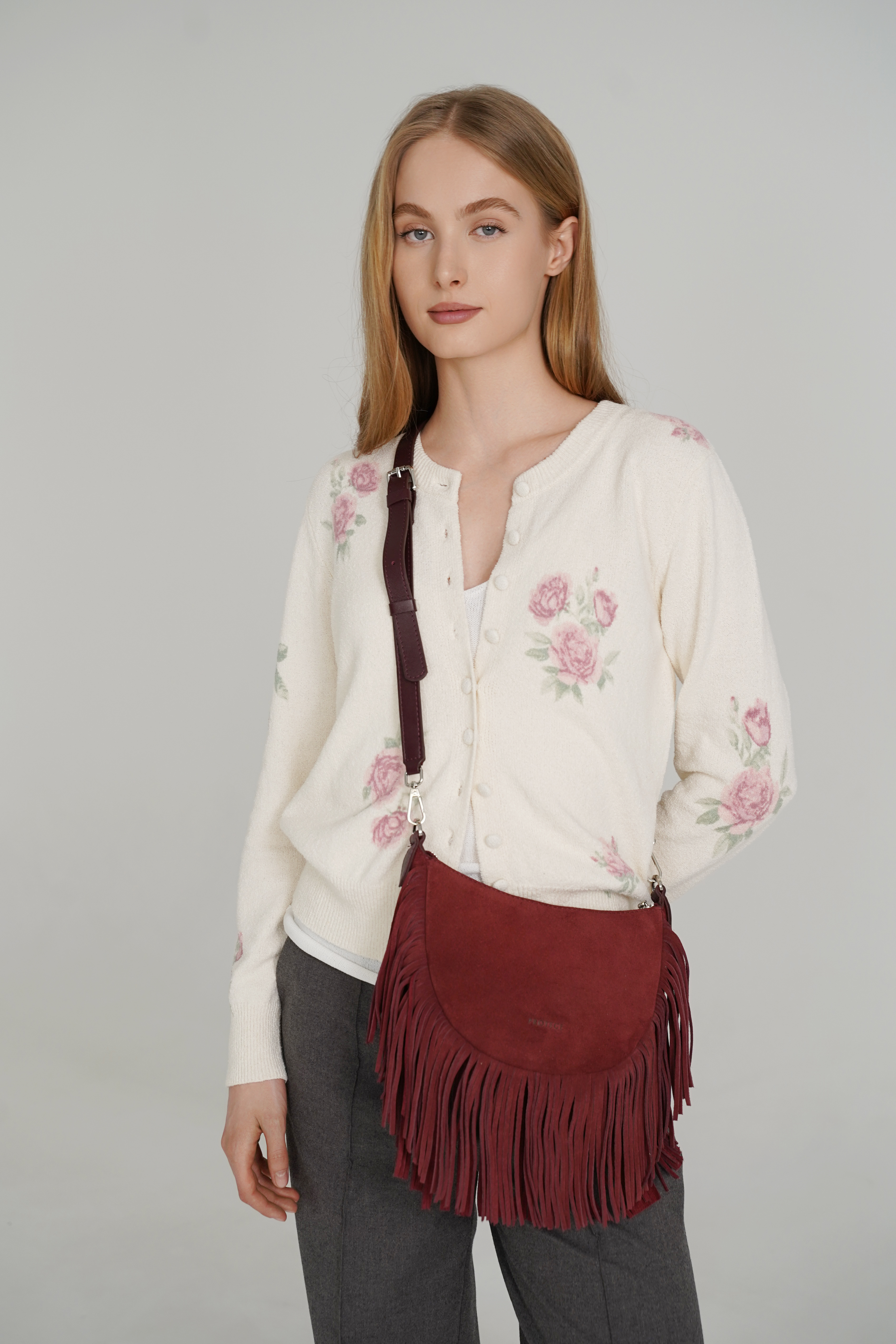 Ц-692.71 сумка женская PROTEGE ( Бордовый Замша Гладкая)